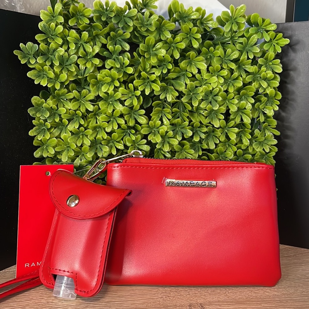 RAMPAGE Red Wristlet & Hand Sanitizer Charm Keychain